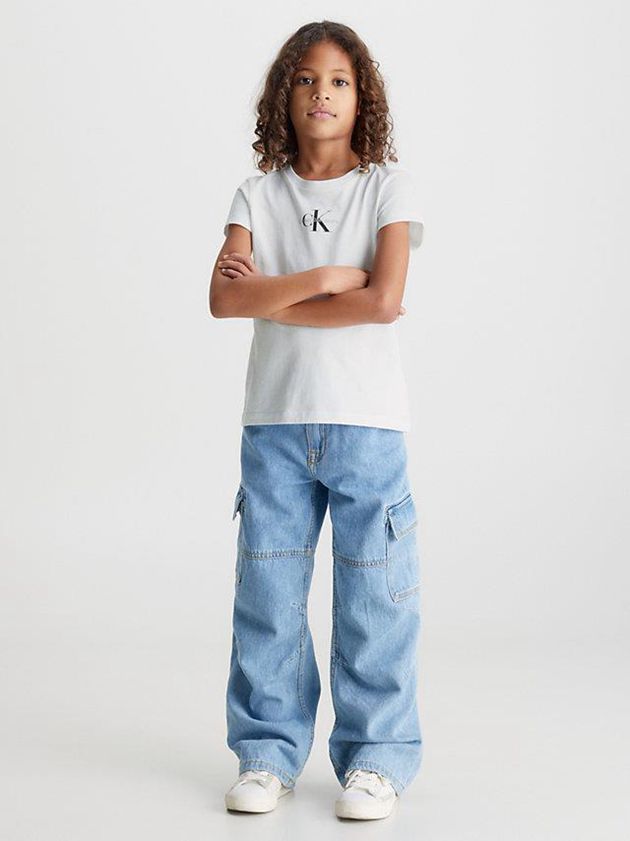 White Calvin Klein Slim Organic Cotton Girls's T-Shirt | ABZK-41596