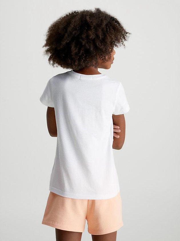 White Calvin Klein Slim Organic Cotton Girls's T-Shirt | SWVP-02384