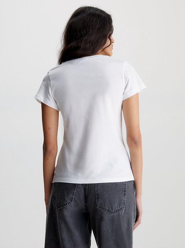 White Calvin Klein Slim Organic Cotton Logo Women T-Shirt | RMVS-83149