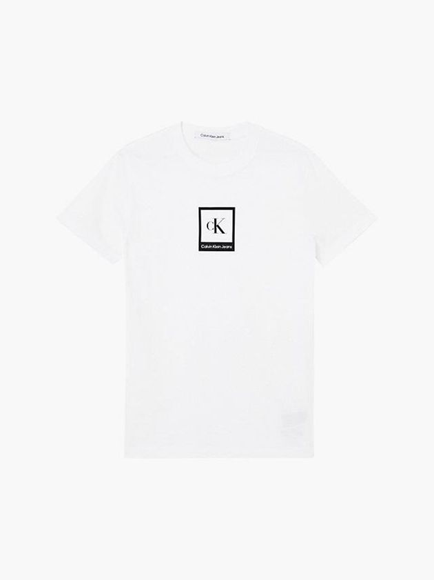 White Calvin Klein Slim Organic Cotton Logo Men T-Shirt | SCZH-08615