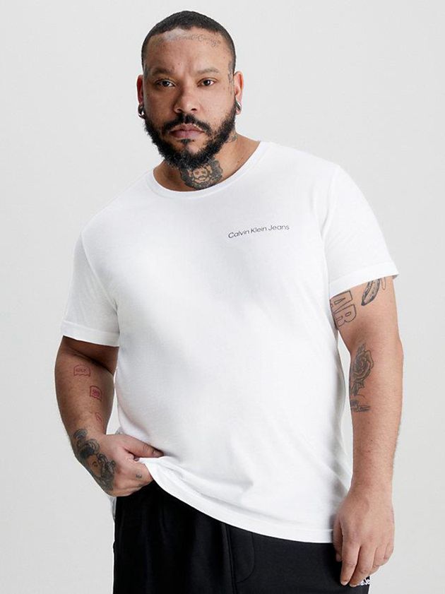 White Calvin Klein Slim Organic Cotton Logo Men T-Shirt | ZRVY-20417