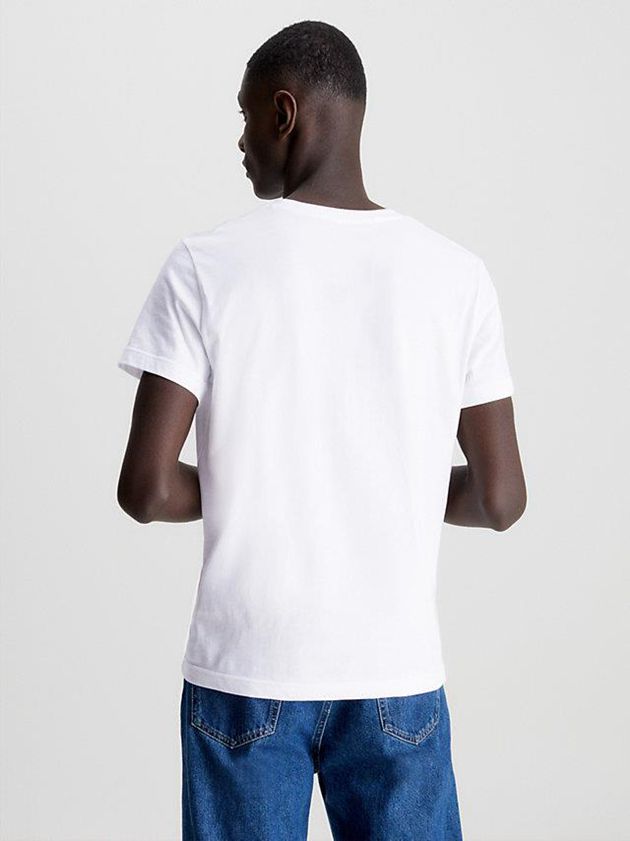 White Calvin Klein Slim Organic Cotton Logo Men T-Shirt | ZRVY-20417