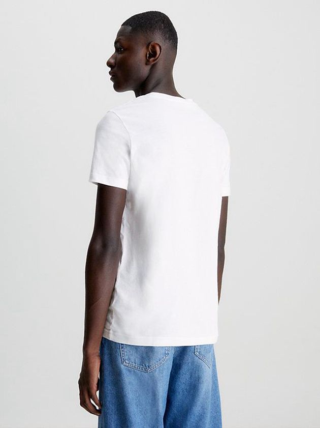 White Calvin Klein Slim Organic Cotton Logo Men T-Shirt | KCZM-04687