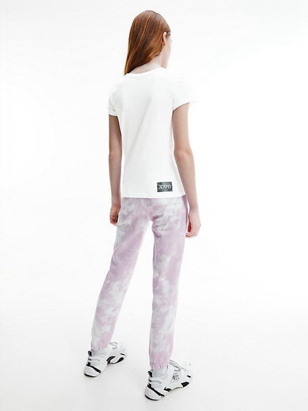 White Calvin Klein Slim Organic Cotton Logo Girls's T-Shirt | XMRG-61804