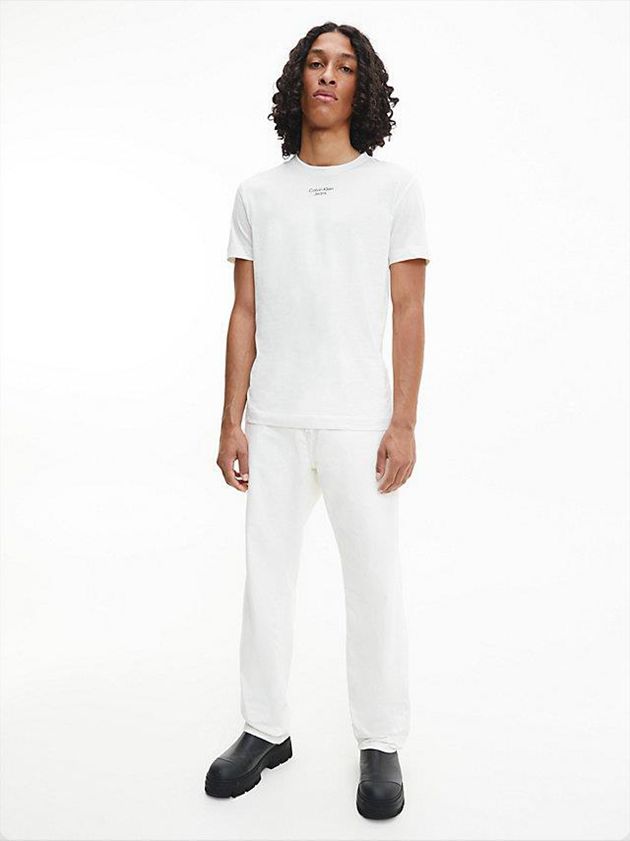 White Calvin Klein Slim Organic Cotton Men T-Shirt | GVBJ-76958