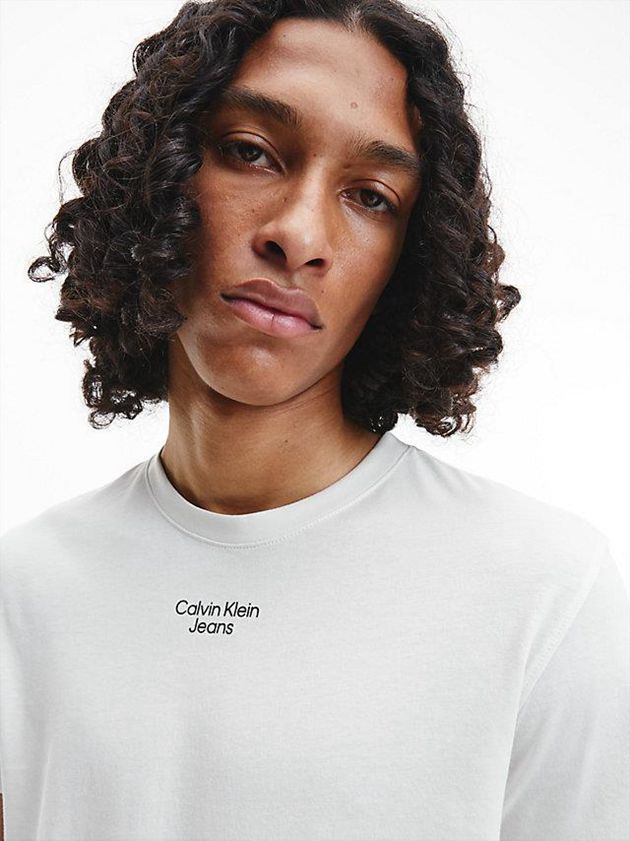 White Calvin Klein Slim Organic Cotton Men T-Shirt | GVBJ-76958