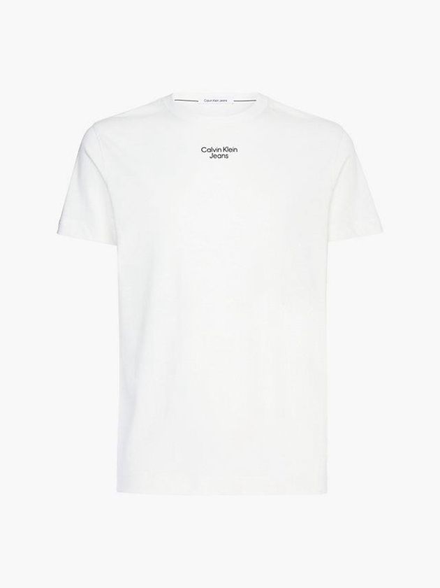 White Calvin Klein Slim Organic Cotton Men T-Shirt | GVBJ-76958