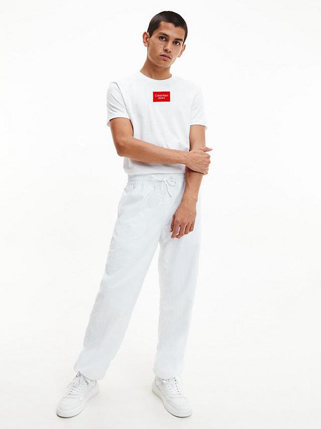 White Calvin Klein Slim Organic Cotton Men T-Shirt | MGYF-29345