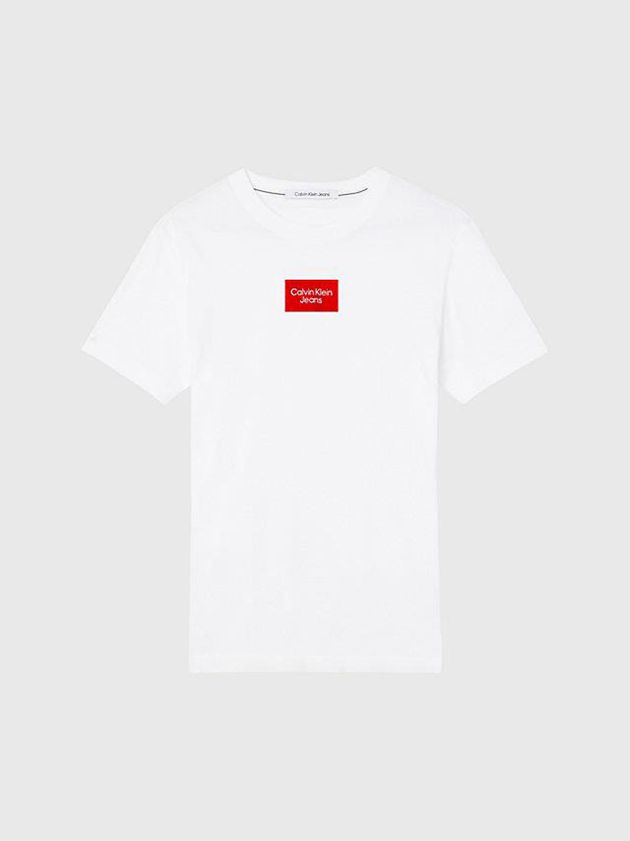 White Calvin Klein Slim Organic Cotton Men T-Shirt | MGYF-29345