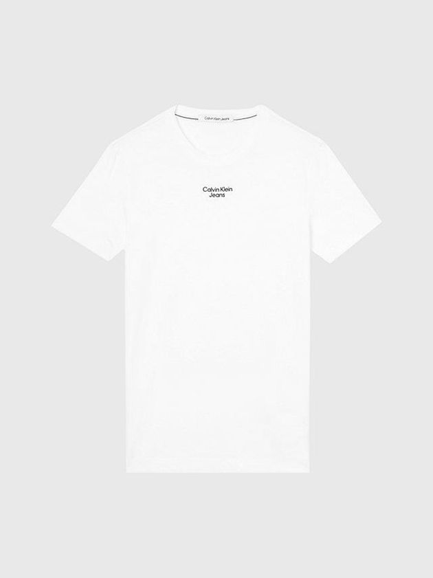 White Calvin Klein Slim Organic Cotton Men T-Shirt | FHWZ-95467