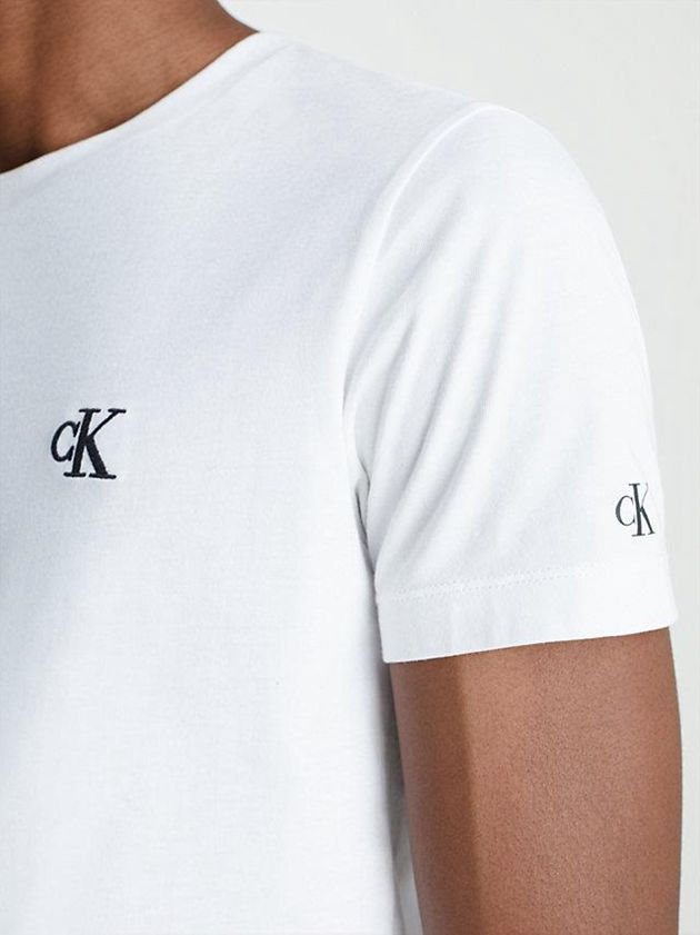 White Calvin Klein Slim Organic Cotton Men T-Shirt | NWJT-24108
