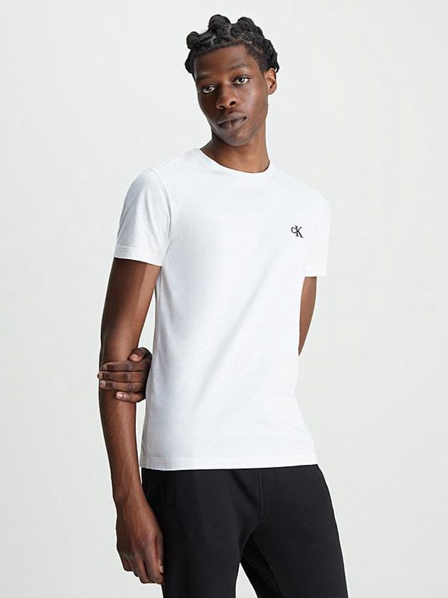 White Calvin Klein Slim Organic Cotton Men T-Shirt | NWJT-24108