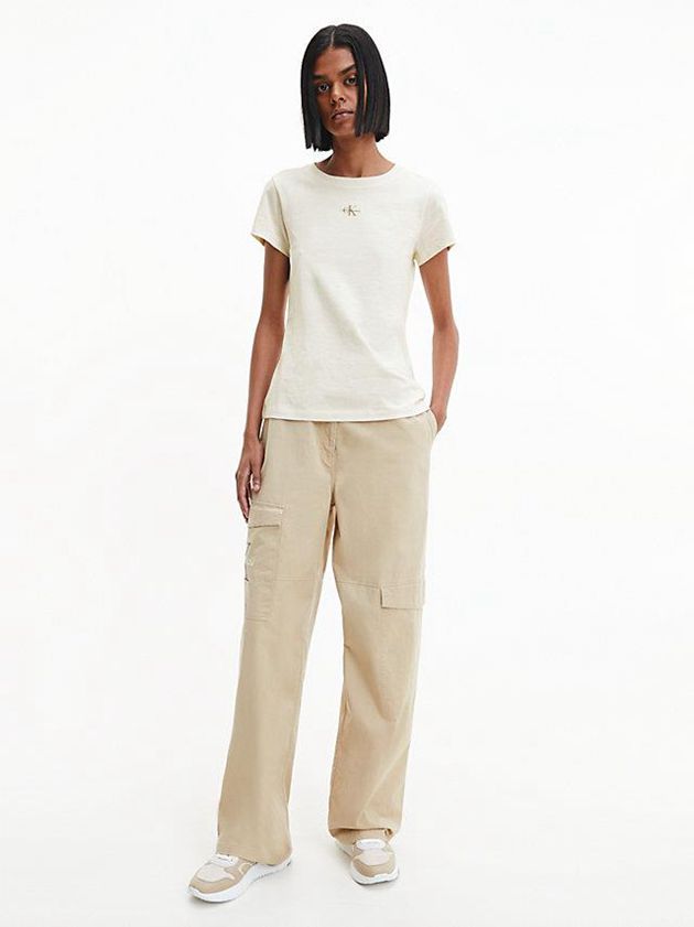 White Calvin Klein Slim Organic Cotton Women T-Shirt | QORJ-59710