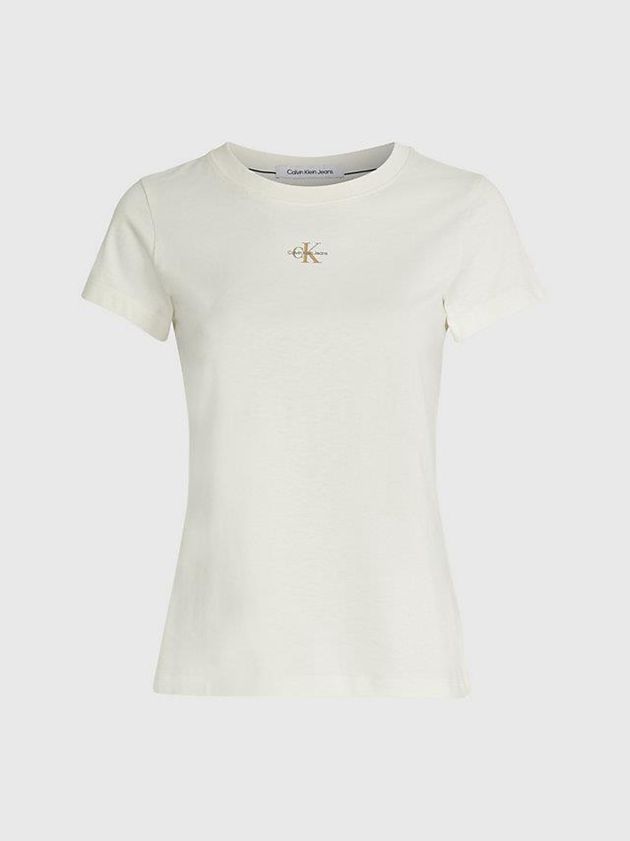 White Calvin Klein Slim Organic Cotton Women T-Shirt | QORJ-59710
