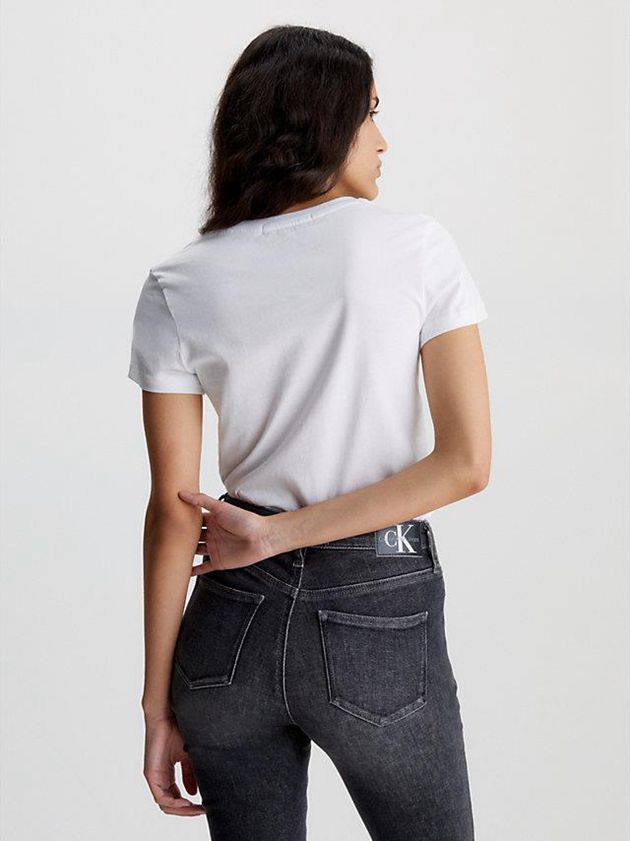 White Calvin Klein Slim Organic Cotton Women T-Shirt | LZCO-50189