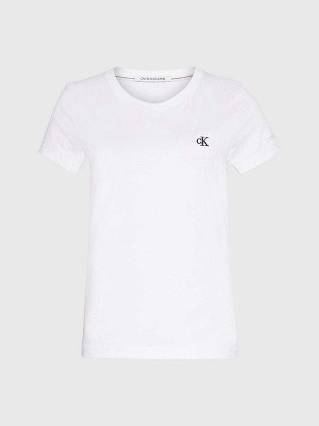 White Calvin Klein Slim Organic Cotton Women T-Shirt | LZCO-50189