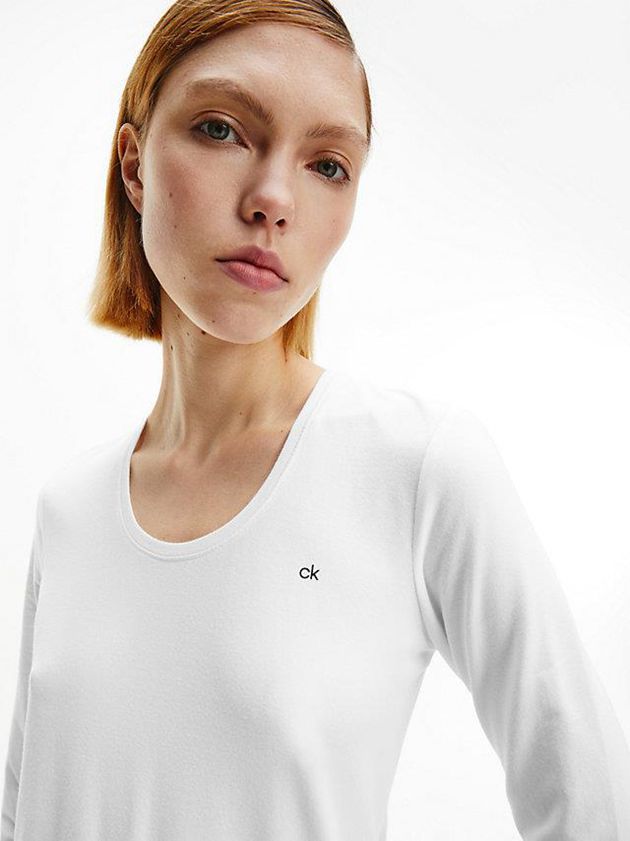 White Calvin Klein Slim Organic Cotton Women T-Shirt | GBRV-75482