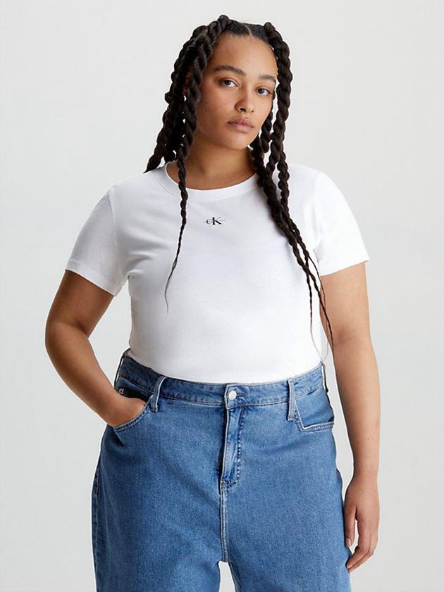 White Calvin Klein Slim Organic Cotton Women T-Shirt | ZFIN-78253