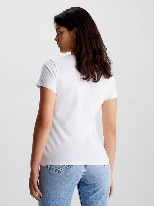 White Calvin Klein Slim Organic Cotton Women T-Shirt | ZFIN-78253