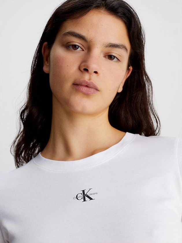 White Calvin Klein Slim Organic Cotton Women T-Shirt | ZFIN-78253