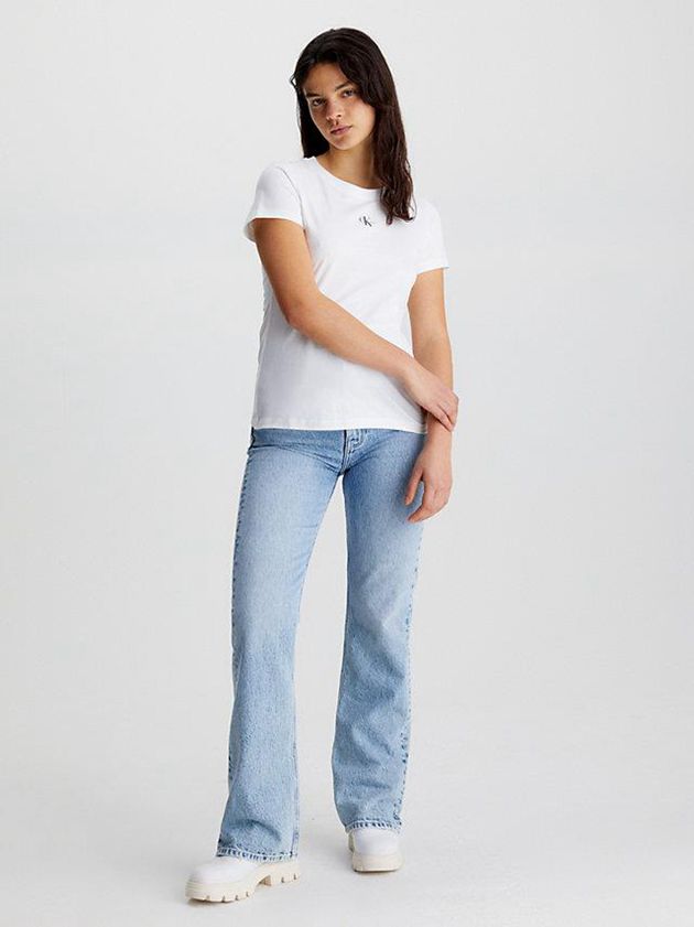 White Calvin Klein Slim Organic Cotton Women T-Shirt | ZFIN-78253