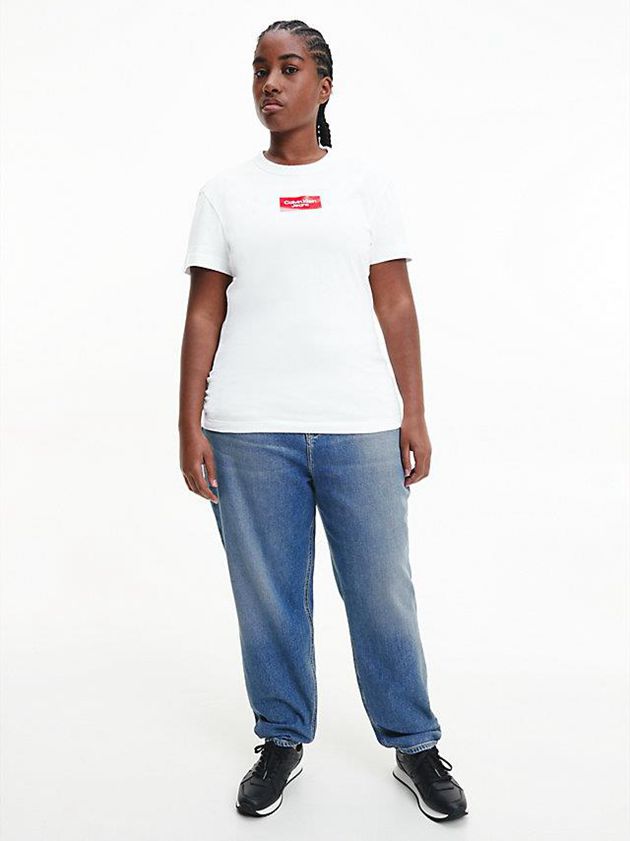White Calvin Klein Slim Organic Cotton Women T-Shirt | UJPE-51764