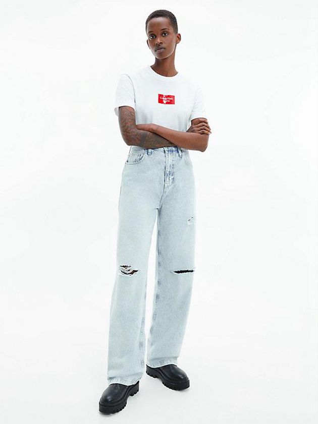 White Calvin Klein Slim Organic Cotton Women T-Shirt | UJPE-51764