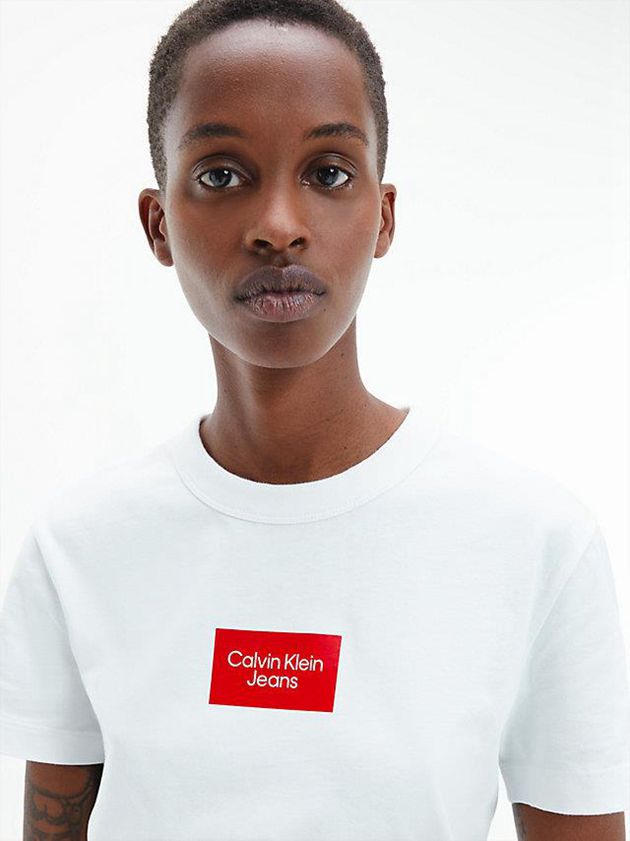 White Calvin Klein Slim Organic Cotton Women T-Shirt | UJPE-51764