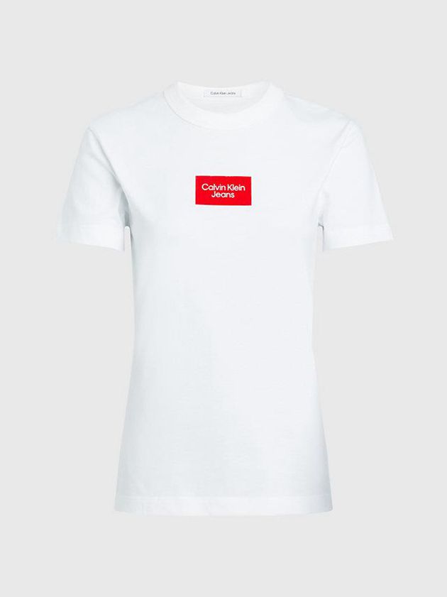 White Calvin Klein Slim Organic Cotton Women T-Shirt | UJPE-51764