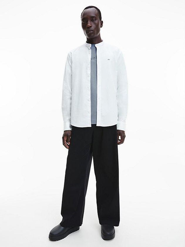 White Calvin Klein Slim Poplin Stretch Men Shirts | ZUTN-57209