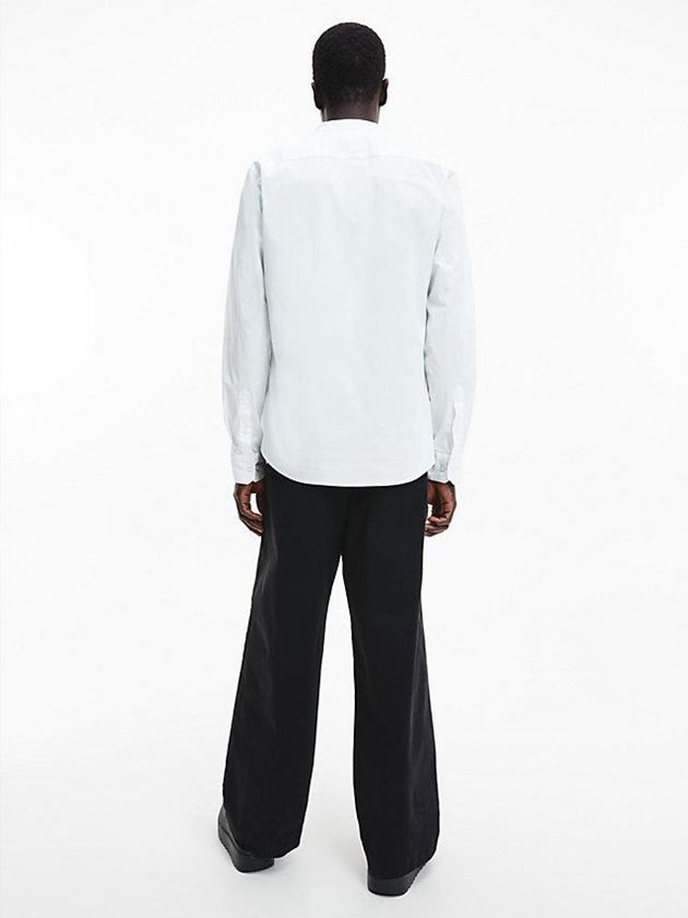 White Calvin Klein Slim Poplin Stretch Men Shirts | ZUTN-57209
