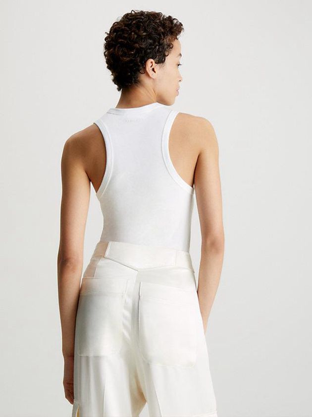 White Calvin Klein Slim Racerback Tank Women Top | MARY-57809