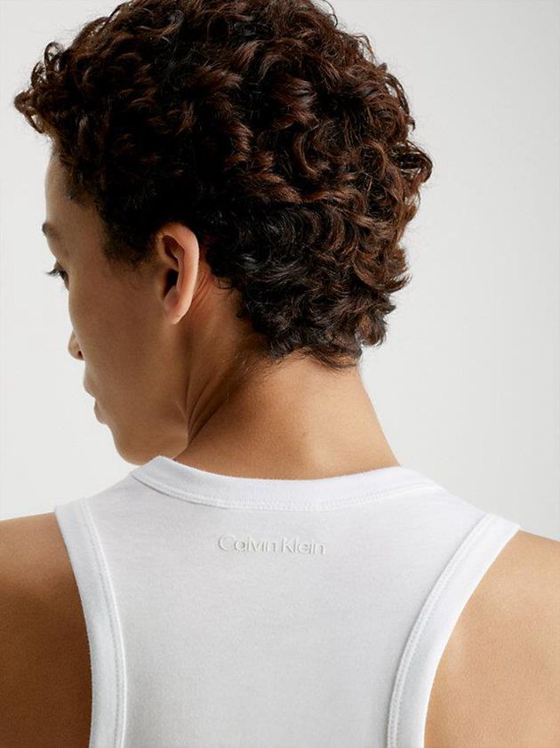 White Calvin Klein Slim Racerback Tank Women Top | MARY-57809