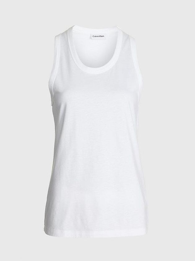 White Calvin Klein Slim Racerback Tank Women Top | MARY-57809