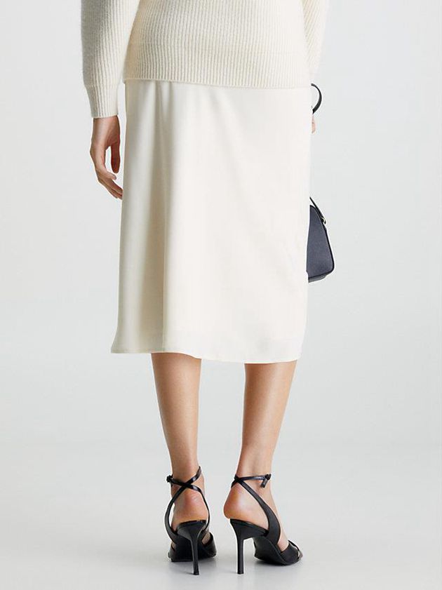White Calvin Klein Slim Recycled Crepe Midi Women Skirt | CMIQ-80597