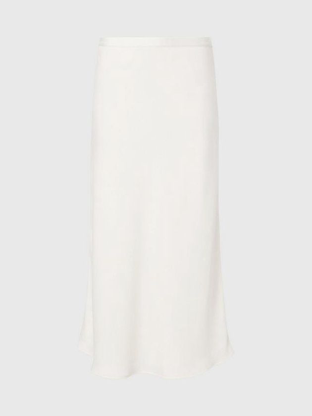 White Calvin Klein Slim Recycled Crepe Midi Women Skirt | CMIQ-80597