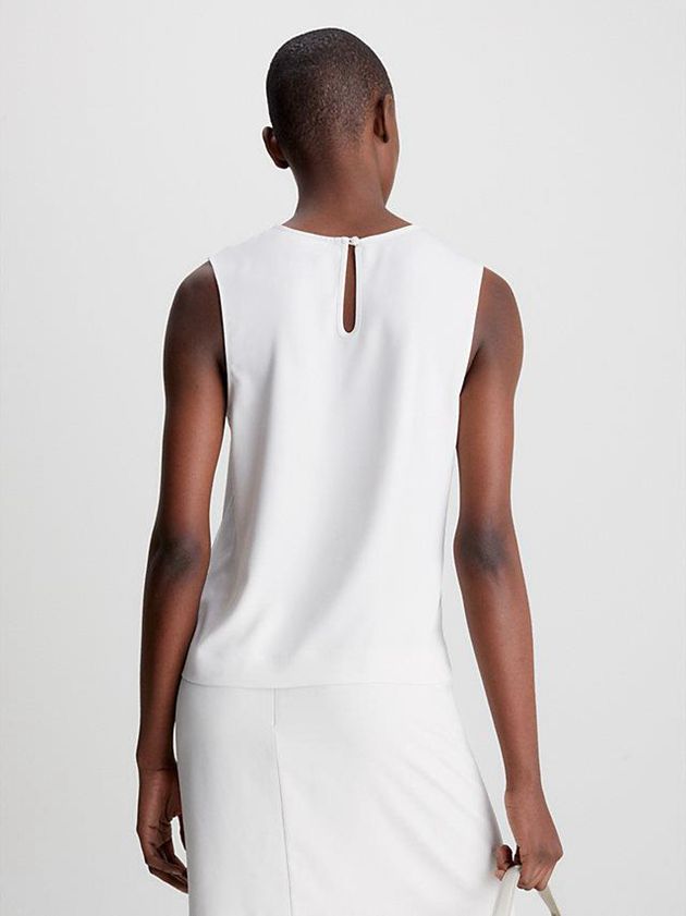 White Calvin Klein Slim Recycled Crepe Tank Women Top | BHJQ-21736