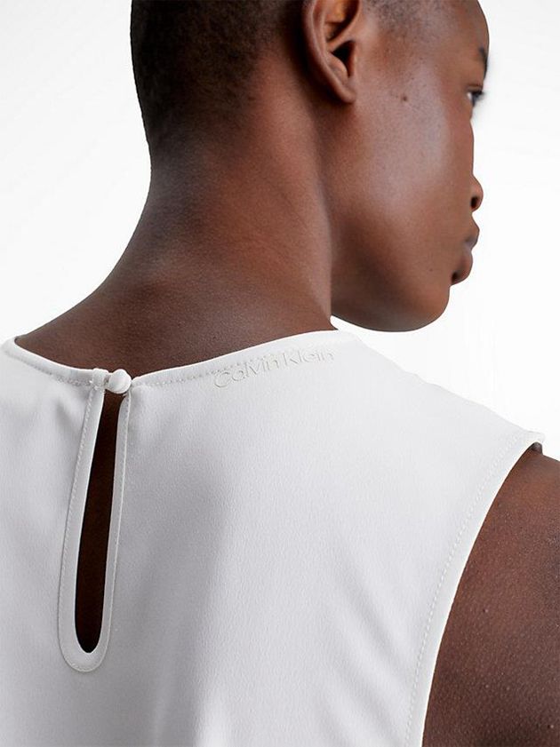 White Calvin Klein Slim Recycled Crepe Tank Women Top | BHJQ-21736