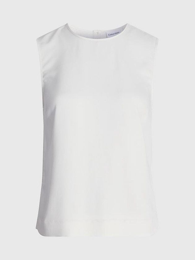 White Calvin Klein Slim Recycled Crepe Tank Women Top | BHJQ-21736