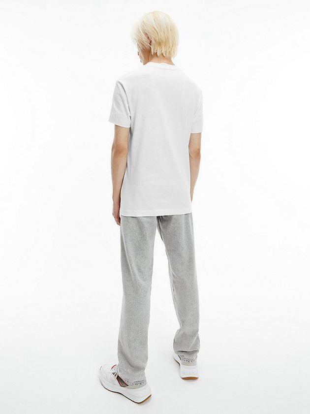 White Calvin Klein Slim Repeat Logo Men T-Shirt | ZWTS-43216
