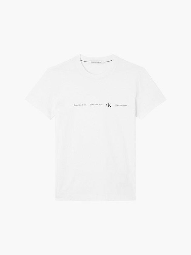 White Calvin Klein Slim Repeat Logo Men T-Shirt | ZWTS-43216