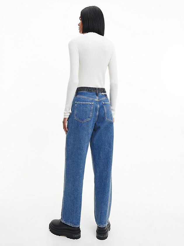 White Calvin Klein Slim Rib-Knit Jumper Women Sweater | HIYP-87690