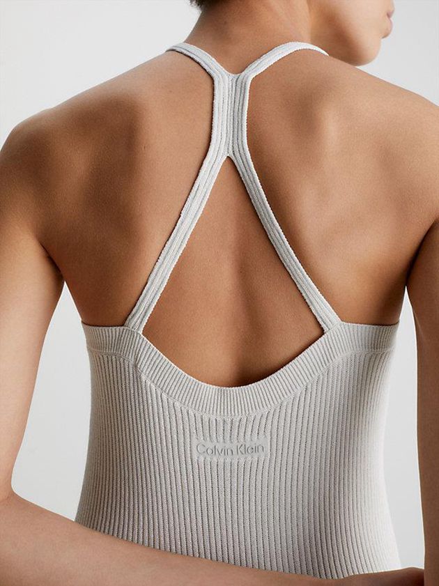 White Calvin Klein Slim Ribbed Fitted Slip Women Dress | CQIH-59408