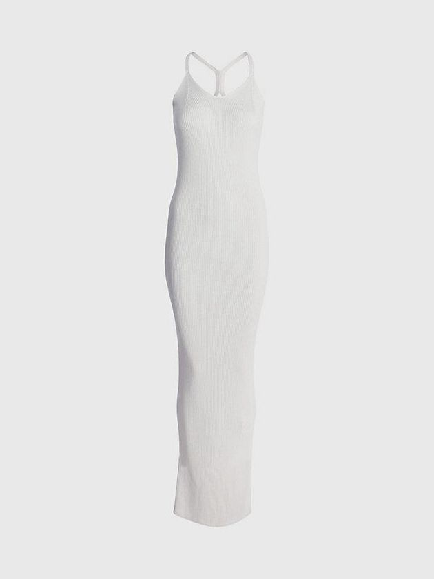 White Calvin Klein Slim Ribbed Fitted Slip Women Dress | CQIH-59408