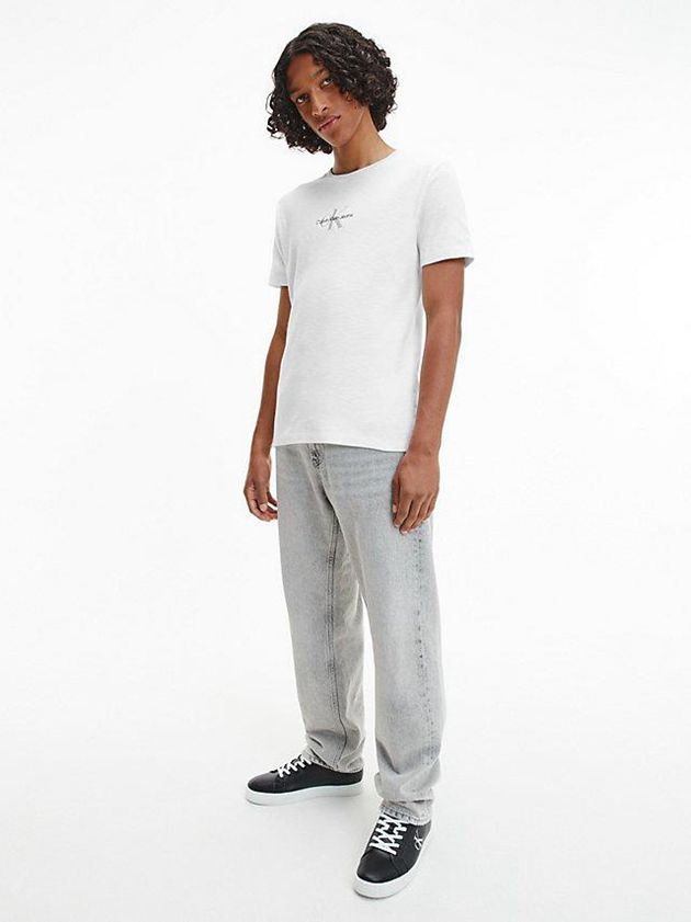 White Calvin Klein Slim Ribbed Men T-Shirt | AWQM-92530