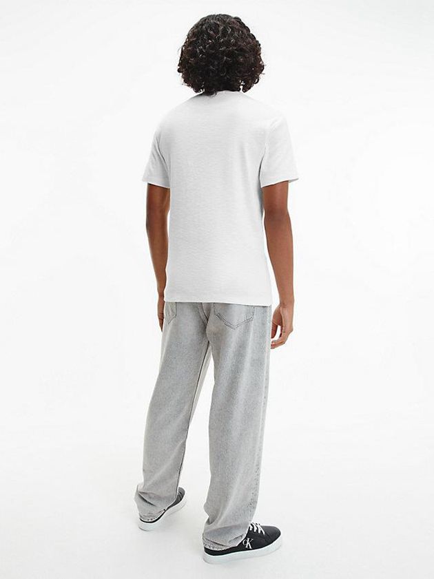 White Calvin Klein Slim Ribbed Men T-Shirt | AWQM-92530