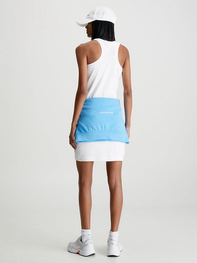 White Calvin Klein Slim Ribbed Monogram Tank Women Dress | TIKD-60914