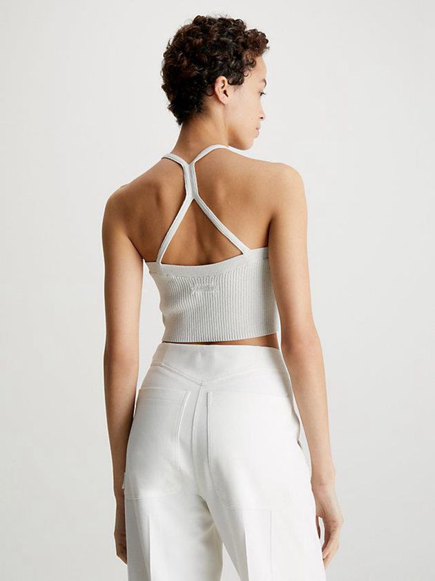 White Calvin Klein Slim Ribbed Tank Women Top | OJTQ-34290