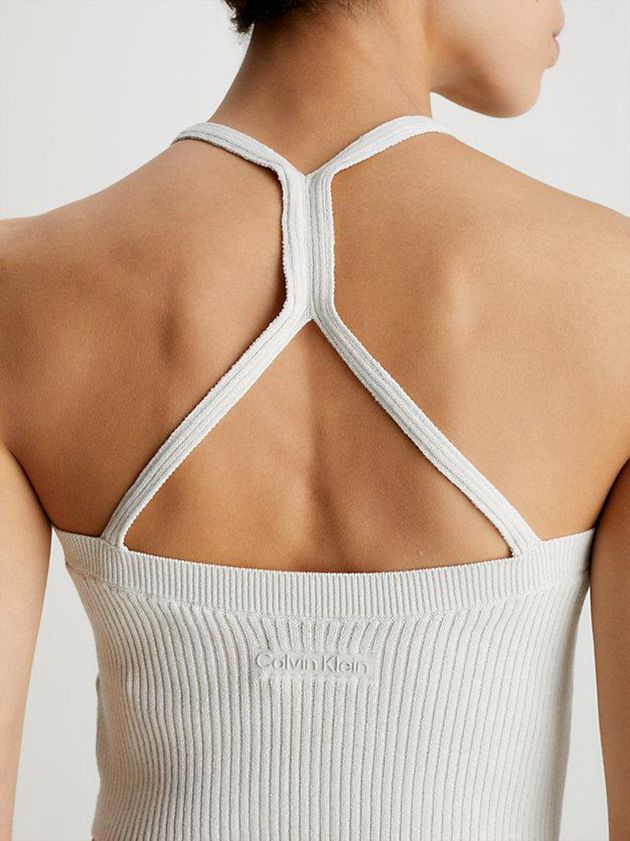 White Calvin Klein Slim Ribbed Tank Women Top | OJTQ-34290