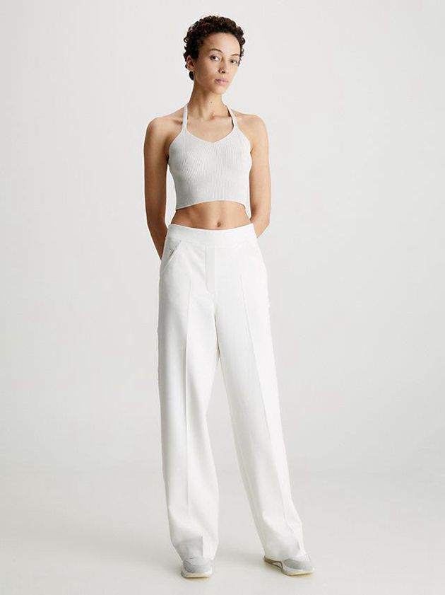 White Calvin Klein Slim Ribbed Tank Women Top | OJTQ-34290